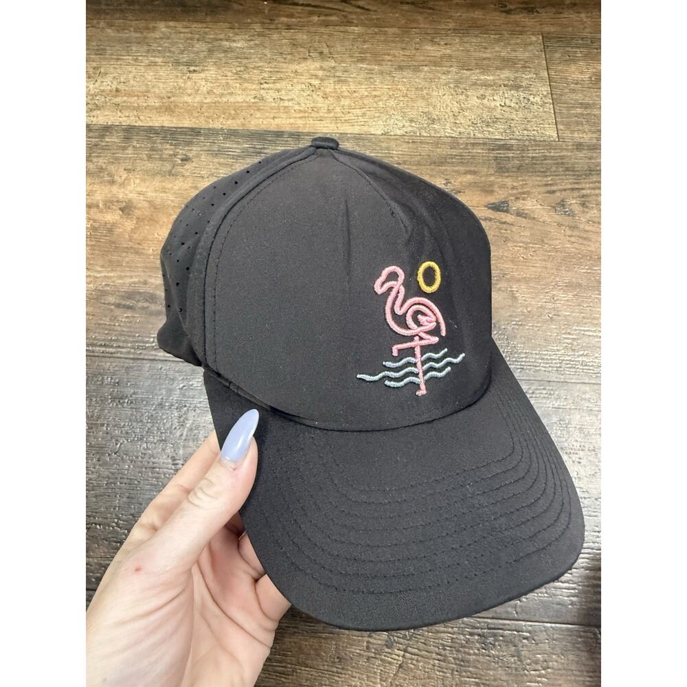 WAGGLE Golf Snap Back Hat Pink Flamingo Adjustable Vented Trucker Embroidered